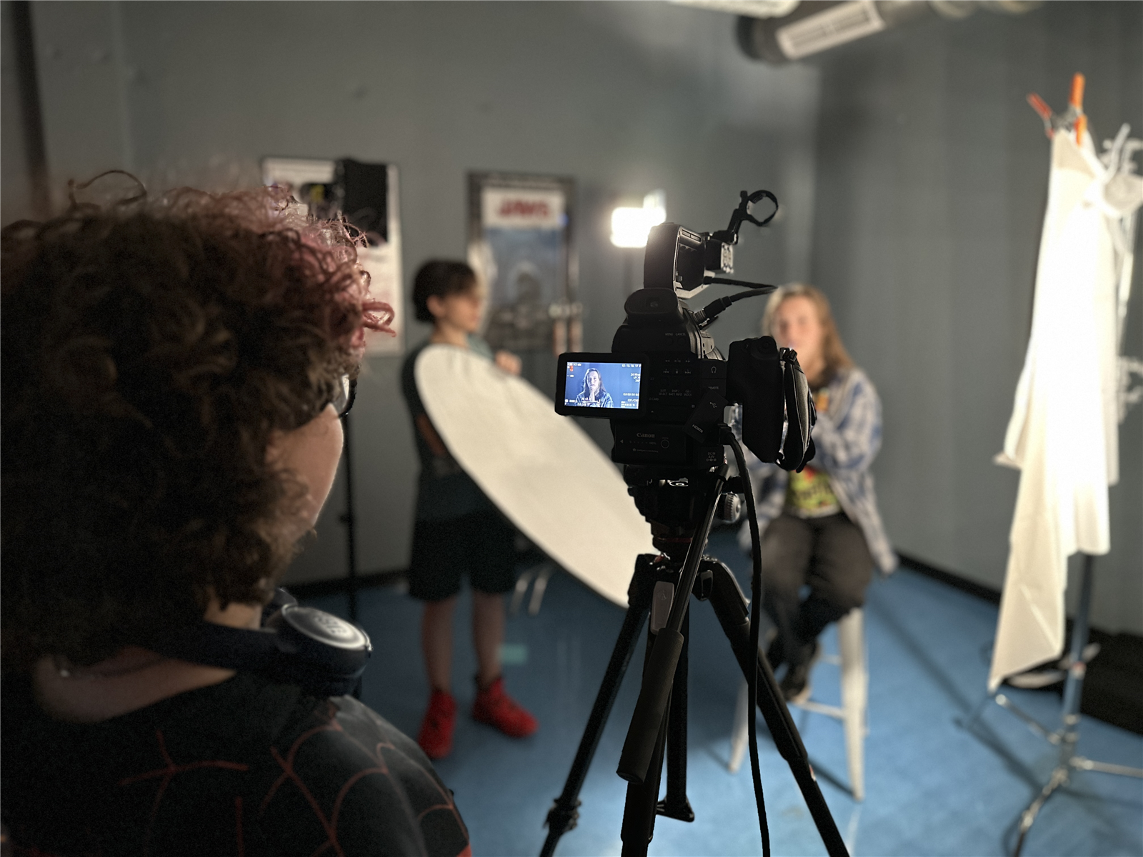 Students filming in class